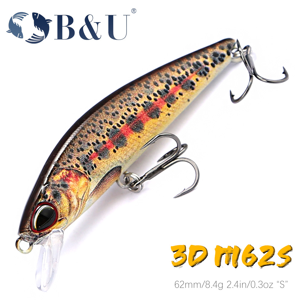 Fishing Lure Jerkbait - B&U 62mm 8.4g Sinking Minnow Wobblers