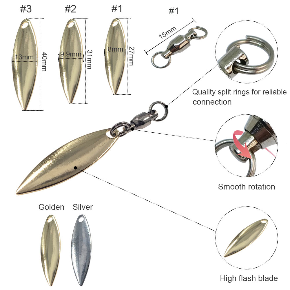 10pcs Willowleaf Blades Spinne - огляд і ціна Fishing Lure Blade Bait